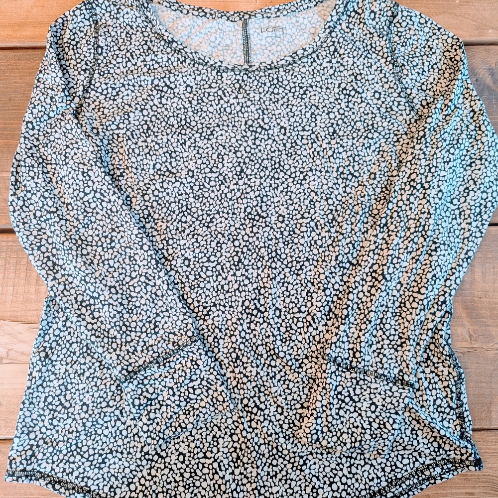 LOFT Black and White Long Sleeve Top
